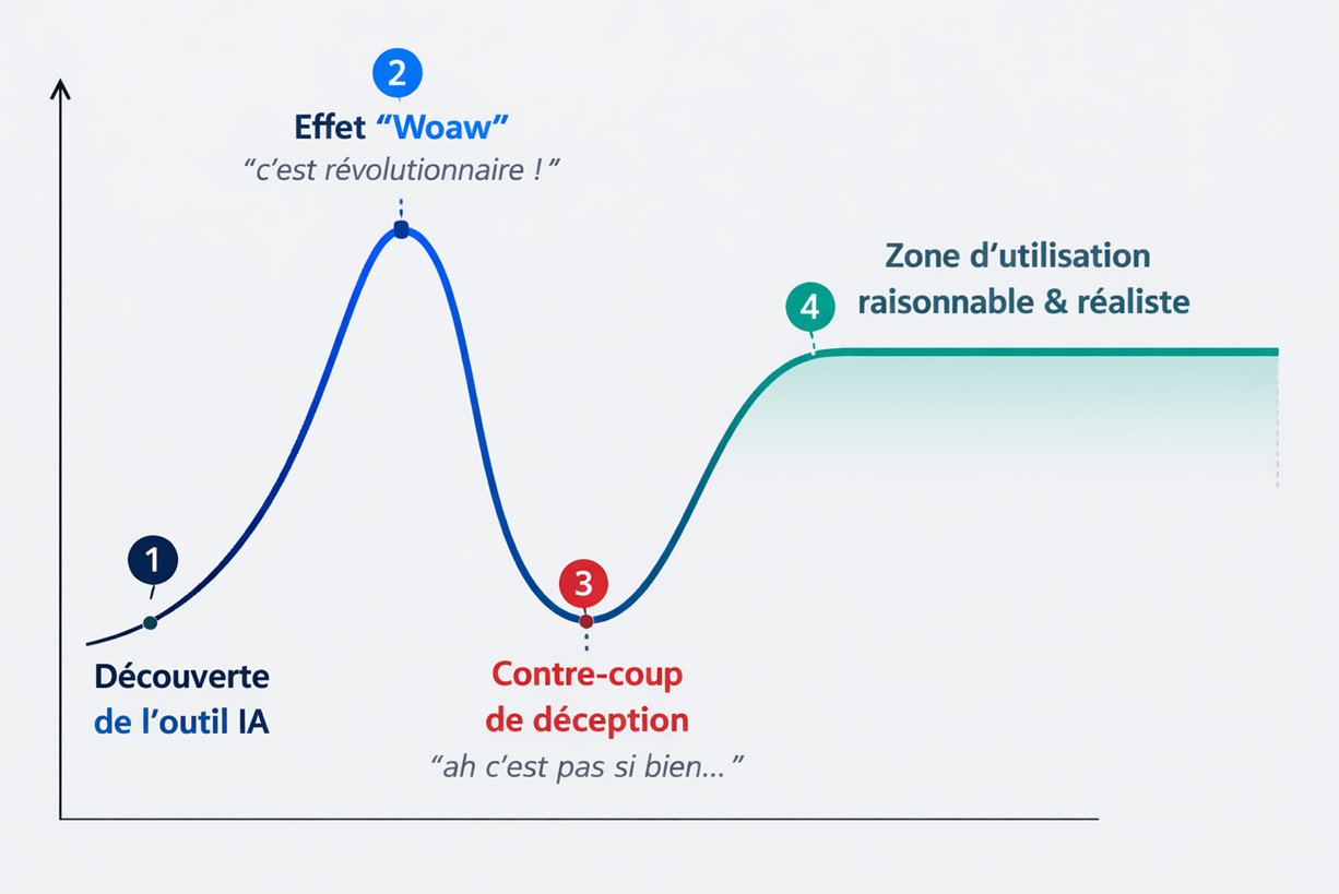 Courbe de hype d'un outil IA