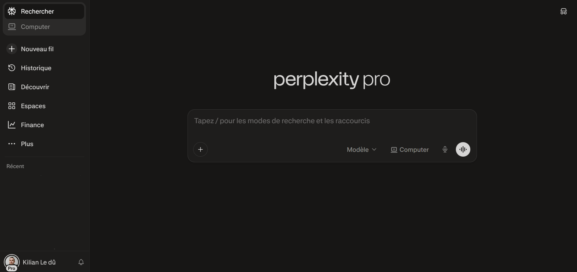 Capture d'écran Perplexity